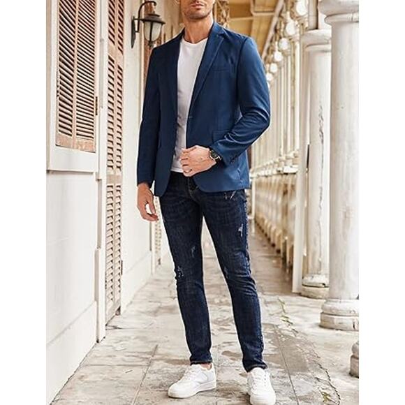 COOFANDY Mens One Button Sport Coat Regular Fit Casual Blazer Jacket Formal Dres - Picture 3 of 6